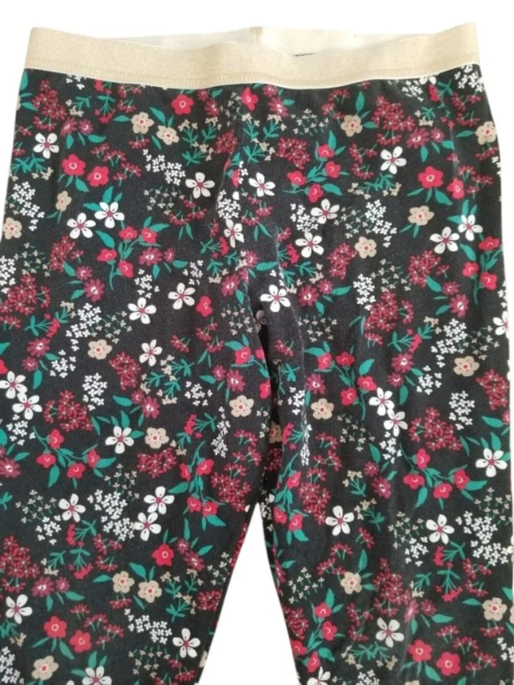 Carter's Black Floral Print Full Length Leggings Girls Size 12